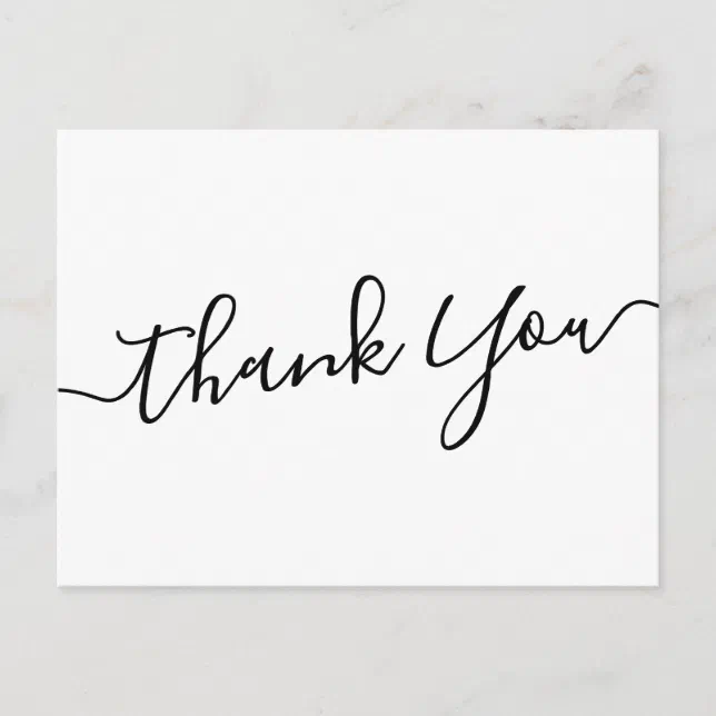 Elegant handwritten script white thank you postcard | Zazzle