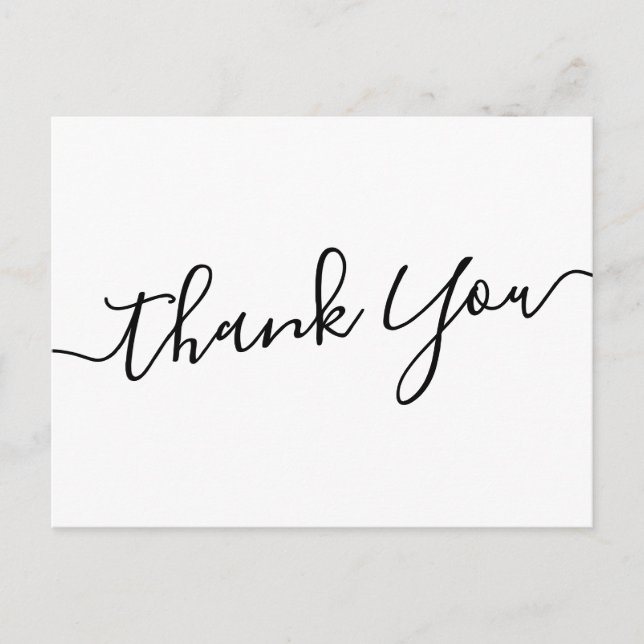 Elegant handwritten script white thank you postcard (Front)