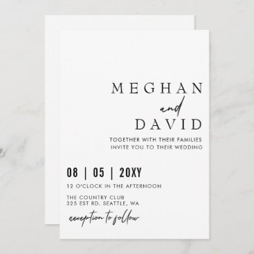 Elegant Handwritten Simple Black Wedding Invitatio Invitation