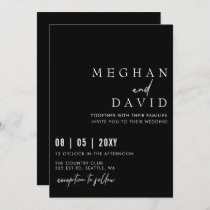 Elegant Handwritten Simple Black Wedding Invitation