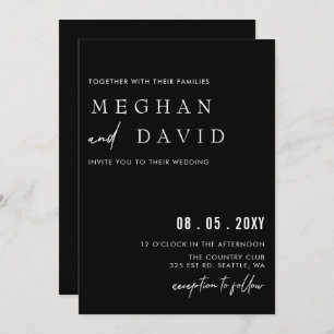 Elegant Handwritten Simple Black Wedding  Invitation