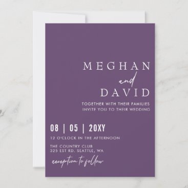 Elegant Handwritten Simple Purple Wedding Invitation