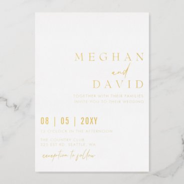 Elegant Handwritten Simple Wedding  Foil Invitation