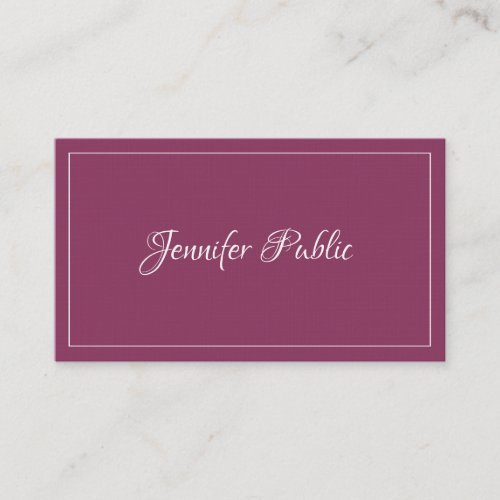 Elegant Handwritten Text Simple Plain Modern Luxe Business Card