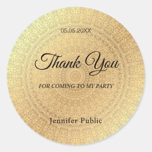 Elegant Handwritten Thank You Gold Template Classic Round Sticker