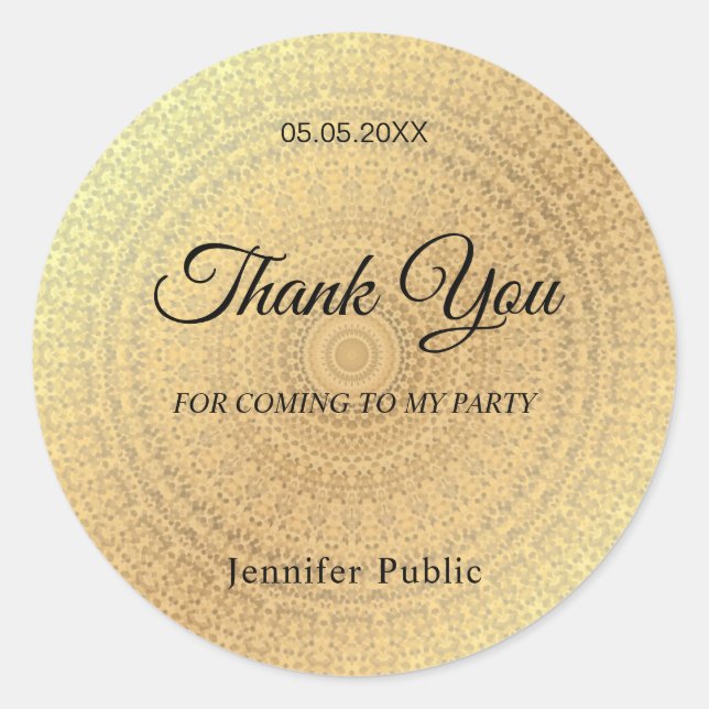 Elegant Handwritten Thank You Gold Template Classic Round Sticker (Front)