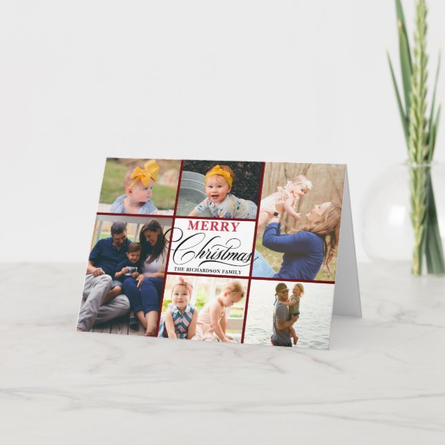 Elegant Handwritten Typography  | 6 Photo Collage Holiday Card (Front)