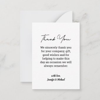 elegant handwritten wedding day photo thank you note card | Zazzle