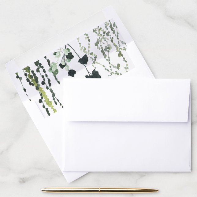 Elegant Hanging Eucalyptus Wedding  Envelope Liner (Desk)