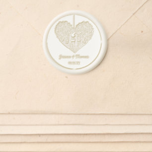 Elegant Hanging Heart Tree Wedding Wax Seal Sticker