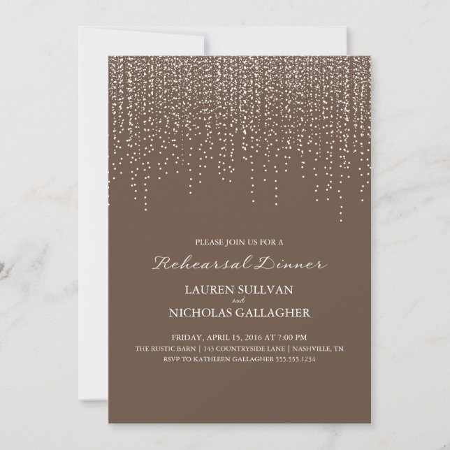 Elegant Hanging Lights Rehearsal Dinner Invitation (Front)