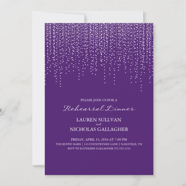 Elegant Hanging Lights Rehearsal Dinner Invitation (Front)