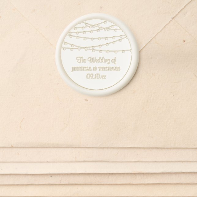 Elegant Hanging String Lights Wedding Wax Seal Sticker (Front)