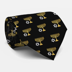 Elegant Hanukkah Holiday Pattern Gold Neck Tie