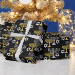 Elegant Hanukkah Holiday Pattern Gold Wrapping Paper<br><div class="desc">Digital Art</div>