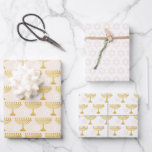 Elegant Hanukkah Holiday Pattern Gold Wrapping Paper Sheets<br><div class="desc">Digital Art</div>
