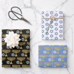 Elegant Hanukkah Holiday Pattern Gold Wrapping Paper Sheets<br><div class="desc">Digital Art</div>
