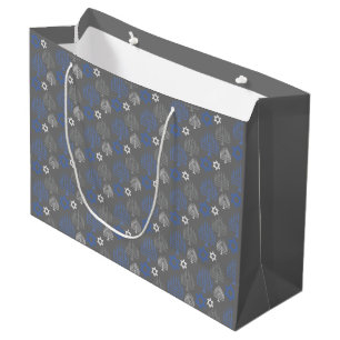 Elegant Hanukkah Holiday Pattern Large Gift Bag