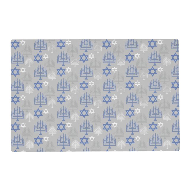 Elegant Hanukkah Holiday Pattern Placemat (Front)