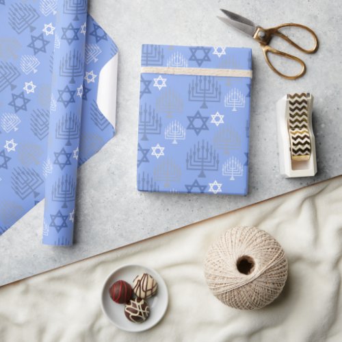 Elegant Hanukkah Holiday Pattern Wrapping Paper