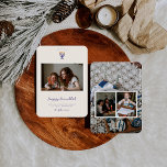 Elegant Hanukkah Menorah | Family Photos Holiday Card<br><div class="desc">Celebrate the Festival of Lights with this elegant double-sided Hanukkah photo card featuring a modern menorah design and customizable family photo layout. The front highlights your warm holiday greeting with space for a favorite picture, while the back offers room for three additional photos surrounded by festive Hanukkah details. Personalize with...</div>