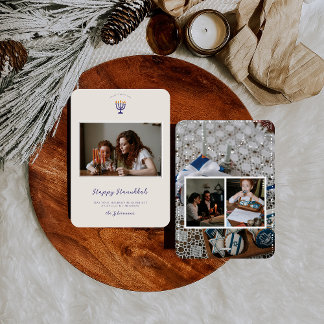 Elegant Hanukkah Menorah | Family Photos Holiday Card