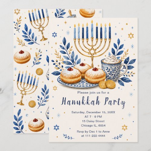 Elegant Hanukkah Party Invitation