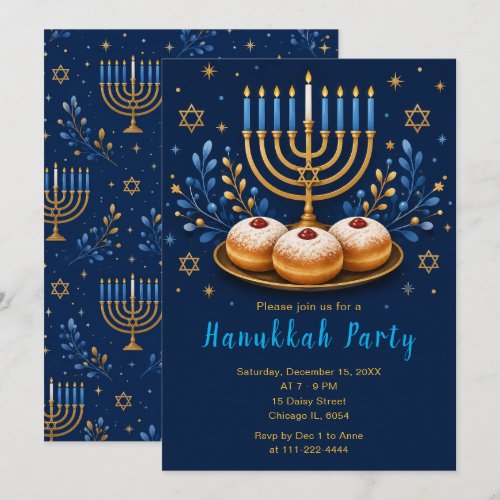 Elegant Hanukkah Party Invitation