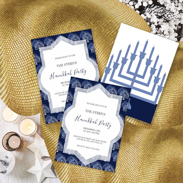 Elegant Hanukkah Party Menorah Pattern Invitation (Creator Uploaded)