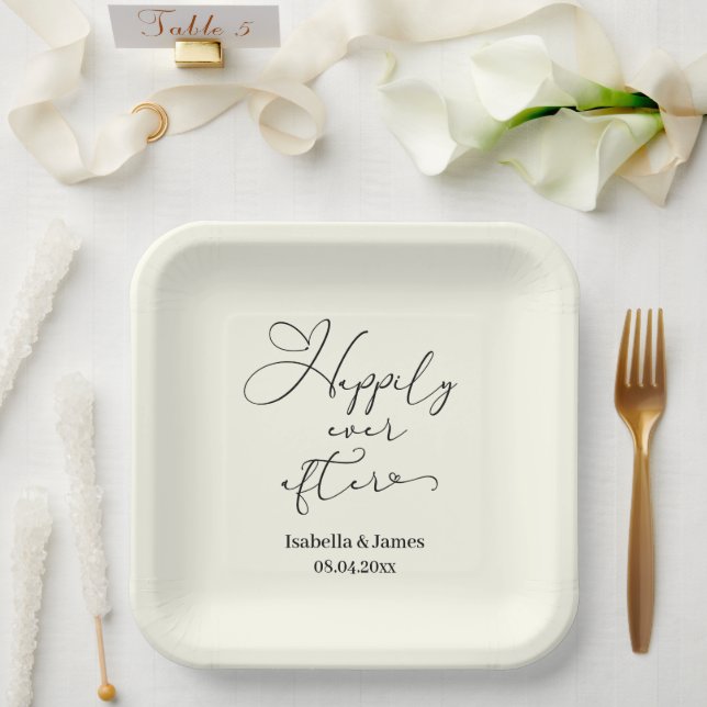 Elegant Happily Ever After Ivory Romantic Wedding  Paper Plates (Wedding)