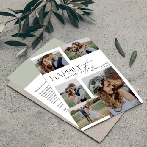 Wedding announcements - Pink Dramatic personalized gifts for you Elegant happily ever after modern photo wedding announcement