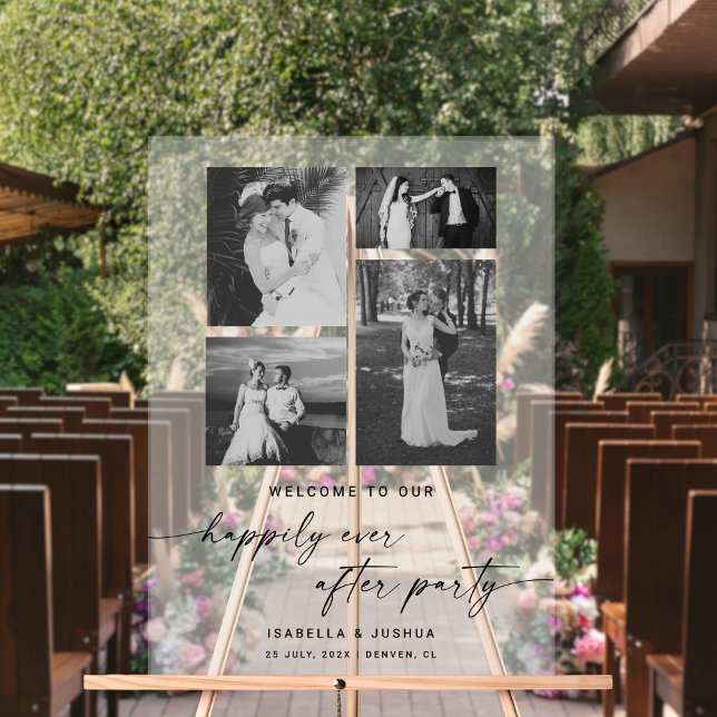 Elegant Happily Ever After Party Wedding Welcome Acrylic Sign (Creator Uploaded)