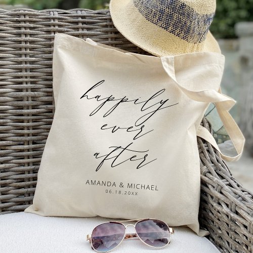 Elegant Happily ever after Personalized Wedding Tote Bag