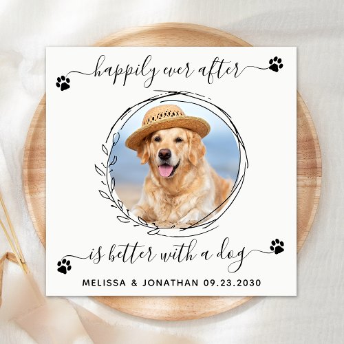Elegant Happily Ever After Pet Photo Dog Wedding Napkins