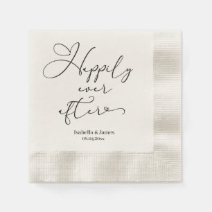 Elegant Happily Ever After Romantic Ecru Wedding  Napkins