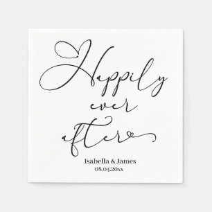 Elegant Happily Ever After Romantic White Wedding Napkins