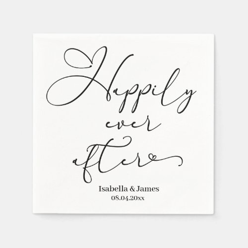 Elegant Happily Ever After Romantic White Wedding  Napkins