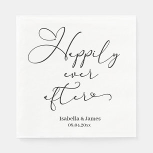 Elegant Happily Ever After Romantic White Wedding Napkins