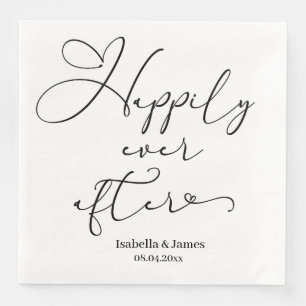 Elegant Happily Ever After Romantic White Wedding Paper Dinner Napkins
