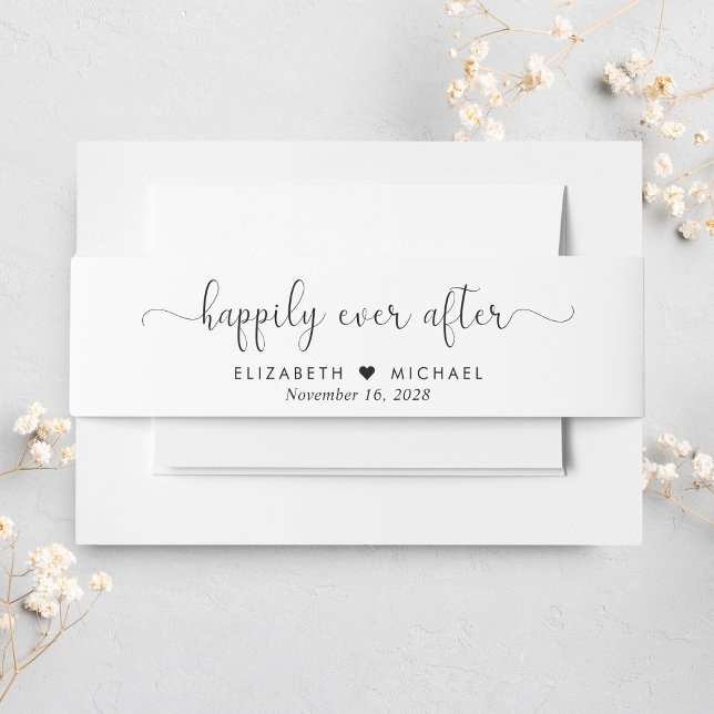 Elegant Happily Ever After Wedding Invitation Belly Band (Creator Uploaded)