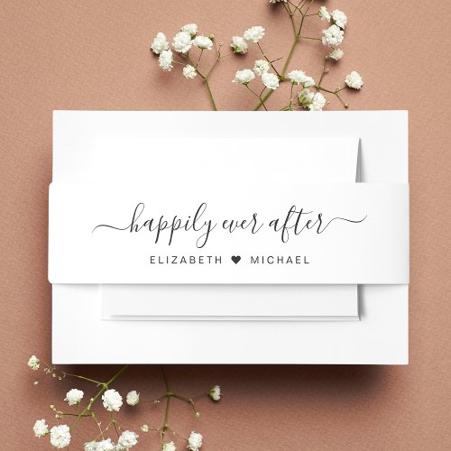 Elegant Happily Ever After Wedding Invitation Belly Band