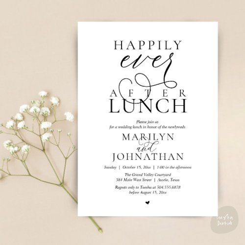 Elegant Happily Ever After Wedding Luncheon Invitation