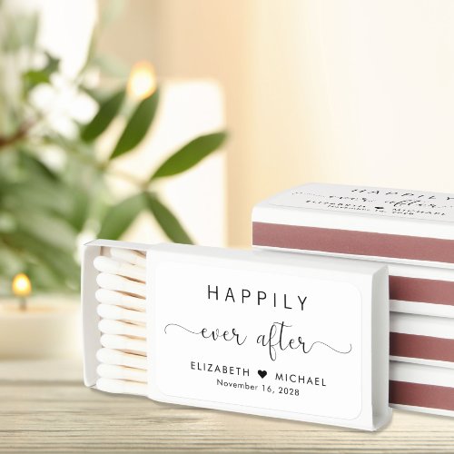 Elegant Happily Ever After Wedding Matchboxes