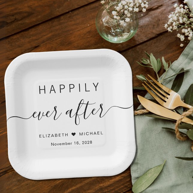 Elegant Happily Ever After Wedding Paper Plates (Creator Uploaded)