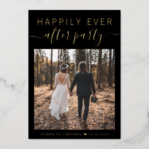 Elegant Happily Ever After Wedding Reception Foil Invitation