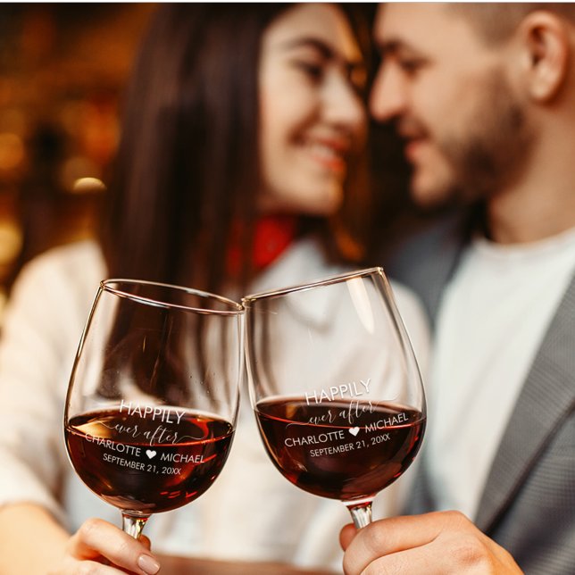 Elegant Happily Ever After Wedding Wine Glass (Elegant Happily Ever After Wedding Wine Glass)