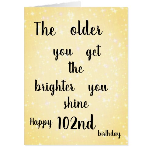 Elegant Happy 102nd Birthday Card