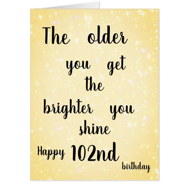 Elegant Happy 102nd Birthday Card (Front)