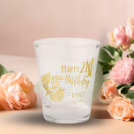 Elegant Happy 21st Birthday Gold Foliage Party Shot Glass<br><div class="desc">Elegant Happy 21st Birthday Gold Foliage Party Shot Glass. Celebrate a milestone in style with our Elegant Black & Gold 21st Birthday glass. Featuring a luxurious gold foliage, this design adds a touch of class to any celebration. This glass is perfect for making the guest of honor feel extra special....</div>