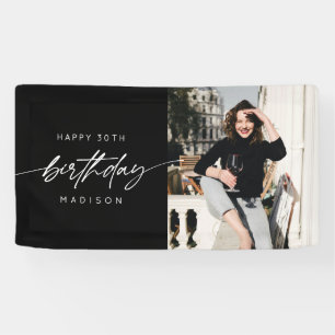 Elegant Happy 30th Birthday Party Photo Script Banner